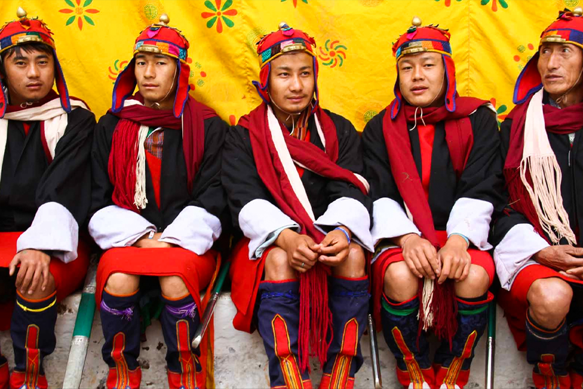 Bhutanese People in Cultural Dress